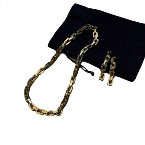 Eddie Borgo Yellow Gold Chain Necklace and Earrings - Picture 2 of 6